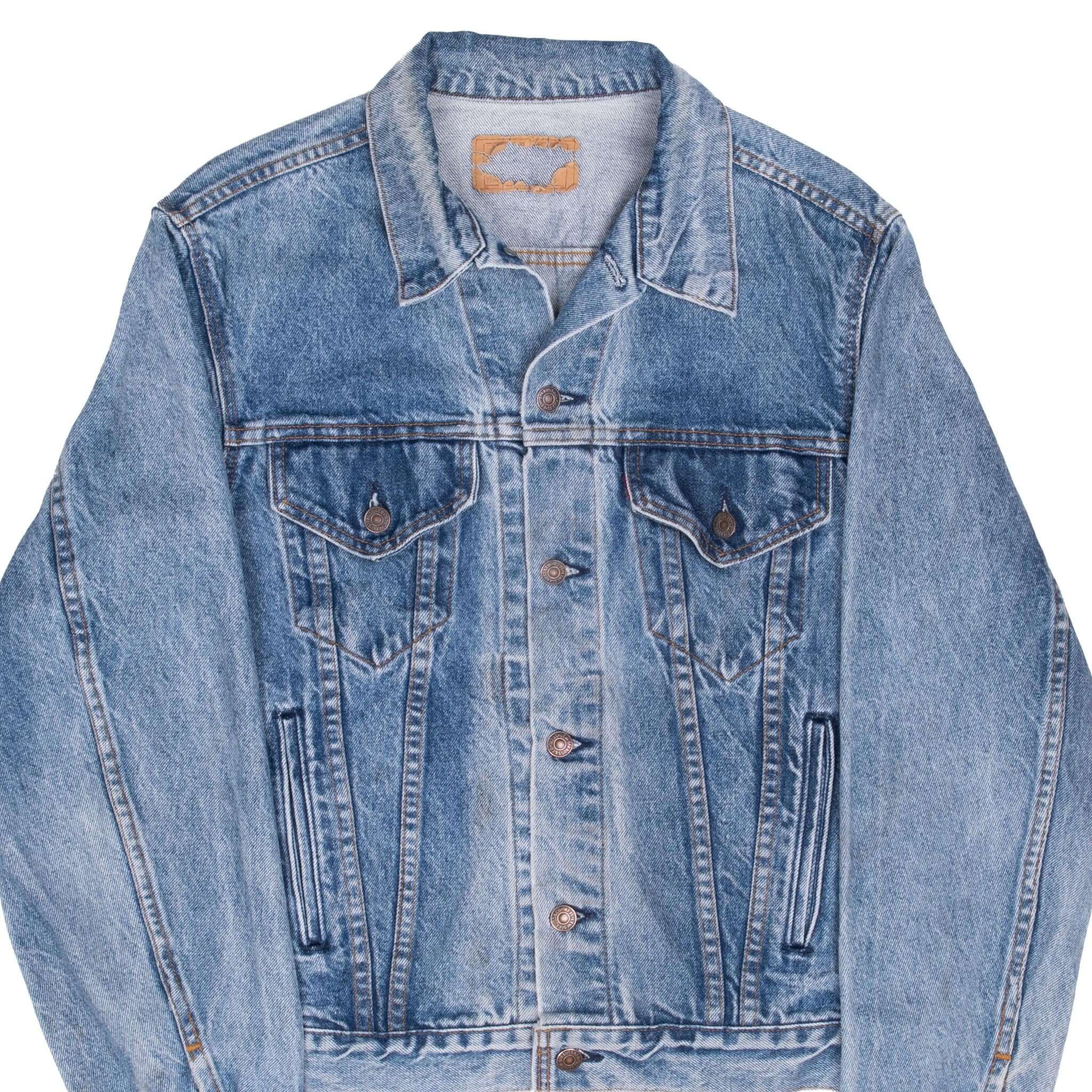 Vintage Levis Type 3 Denim Jacket 4 Pockets 1980S Size 46L Made In Usa With A Medium Light Wash