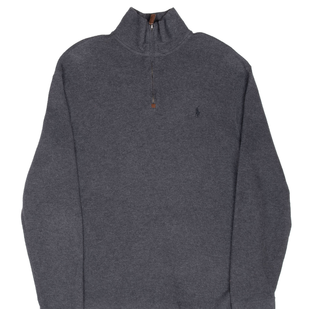 Vintage Polo Ralph Lauren Dark Grey 1990S Quarter 1/4 Zip Sweater Size Medium