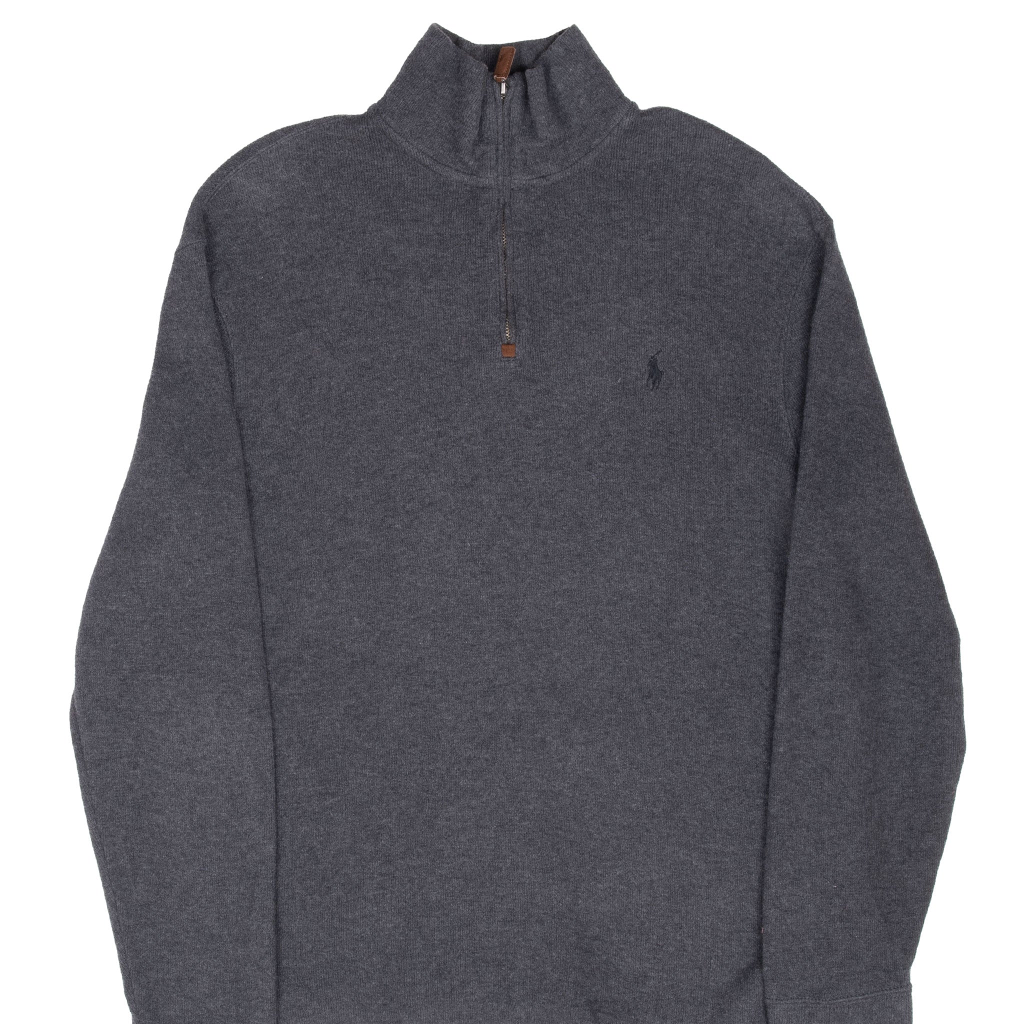 Vintage Polo Ralph Lauren Dark Grey 1990S Quarter 1/4 Zip Sweater Size Medium
