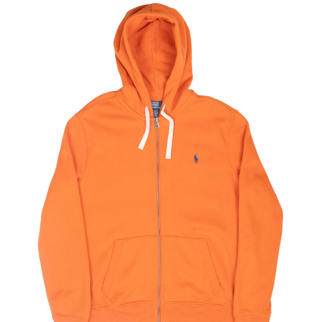 Vintage Ralph Lauren Full Zip Classic Orange Hoodie Sweatshirt 1990S Size Large