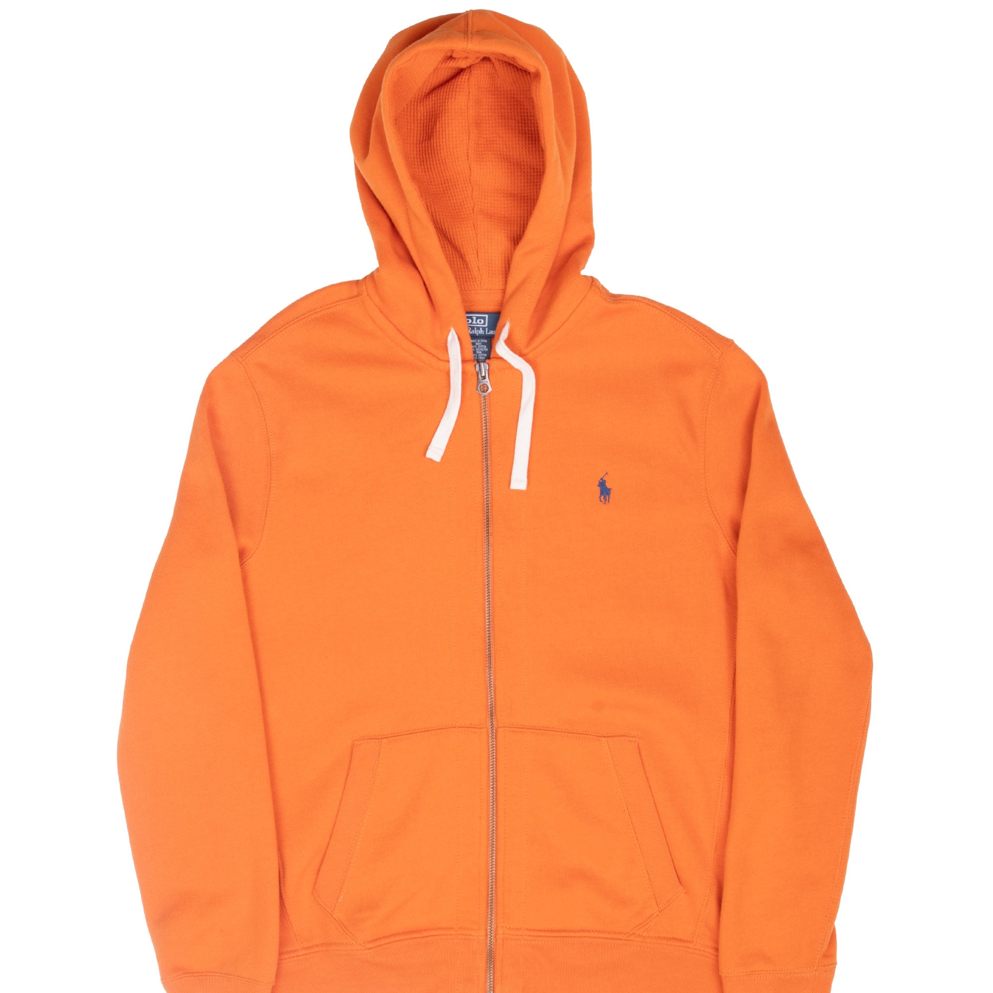 Vintage Ralph Lauren Full Zip Classic Orange Hoodie Sweatshirt 1990S Size Large