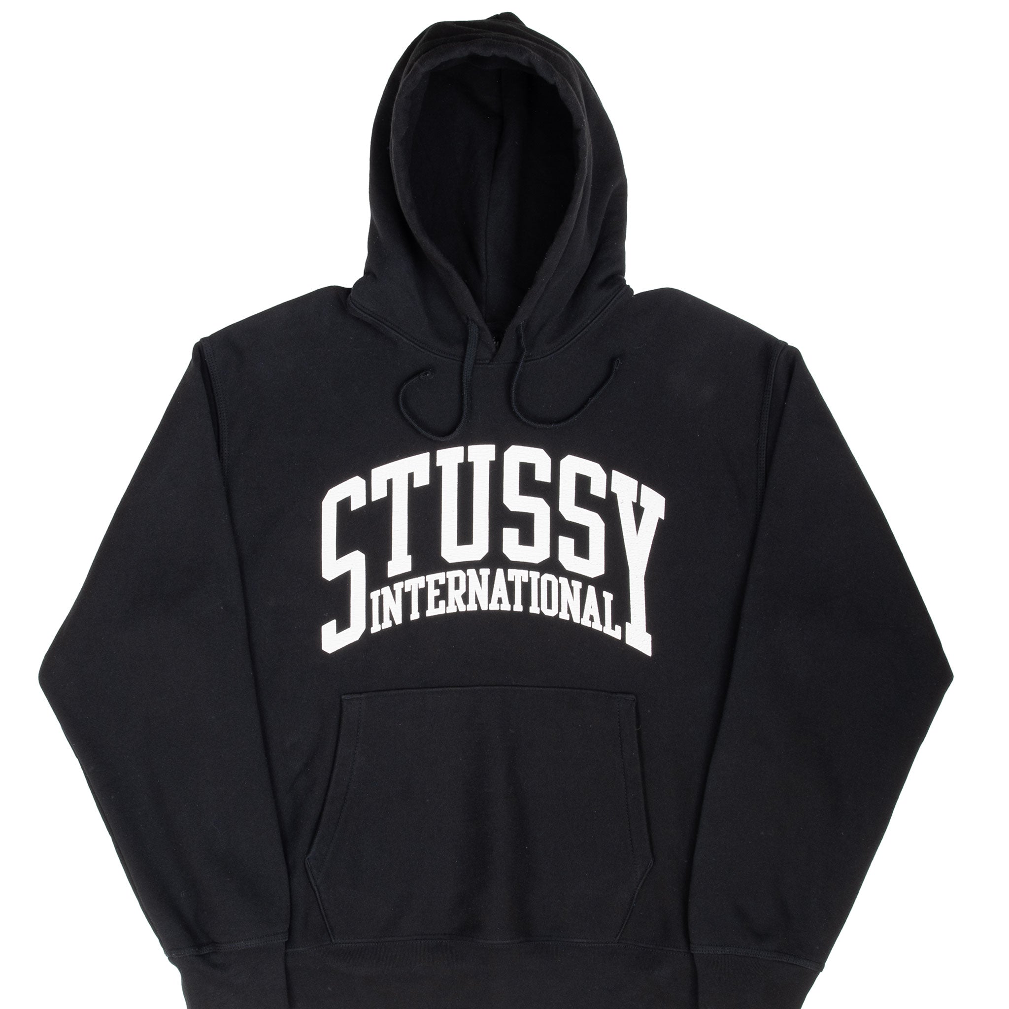 Vintage Stussy International Black Hoodie Sweatshirt Size Large