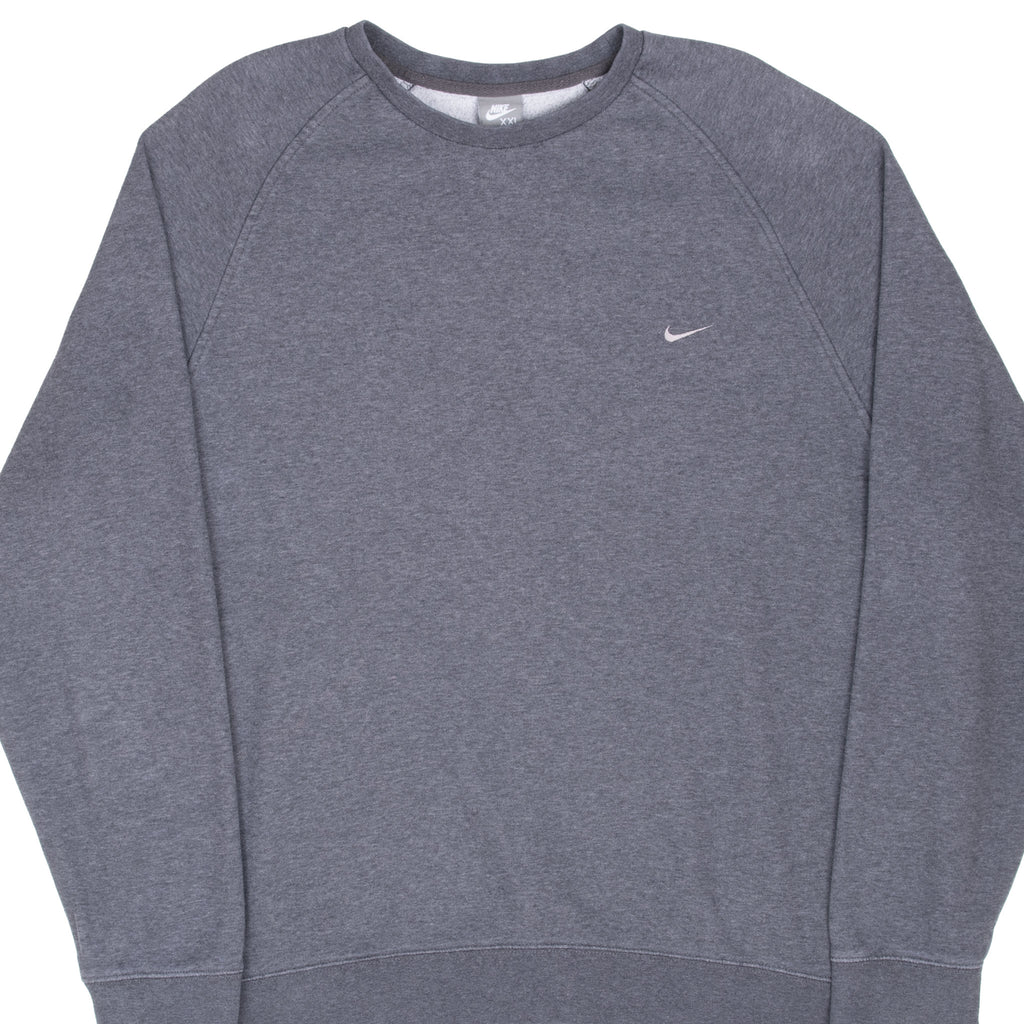 Vintage Nike Classic Swoosh Dark Grey Sweatshirt 2000S Size 2XL