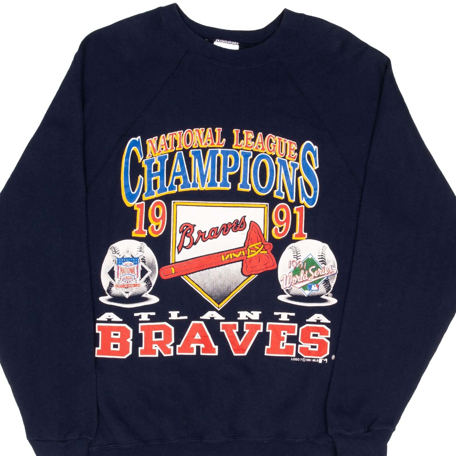 Vintage MLB Atlanta Braves Champions 1991 Tultex Sweatshirt Size Large Made In USA