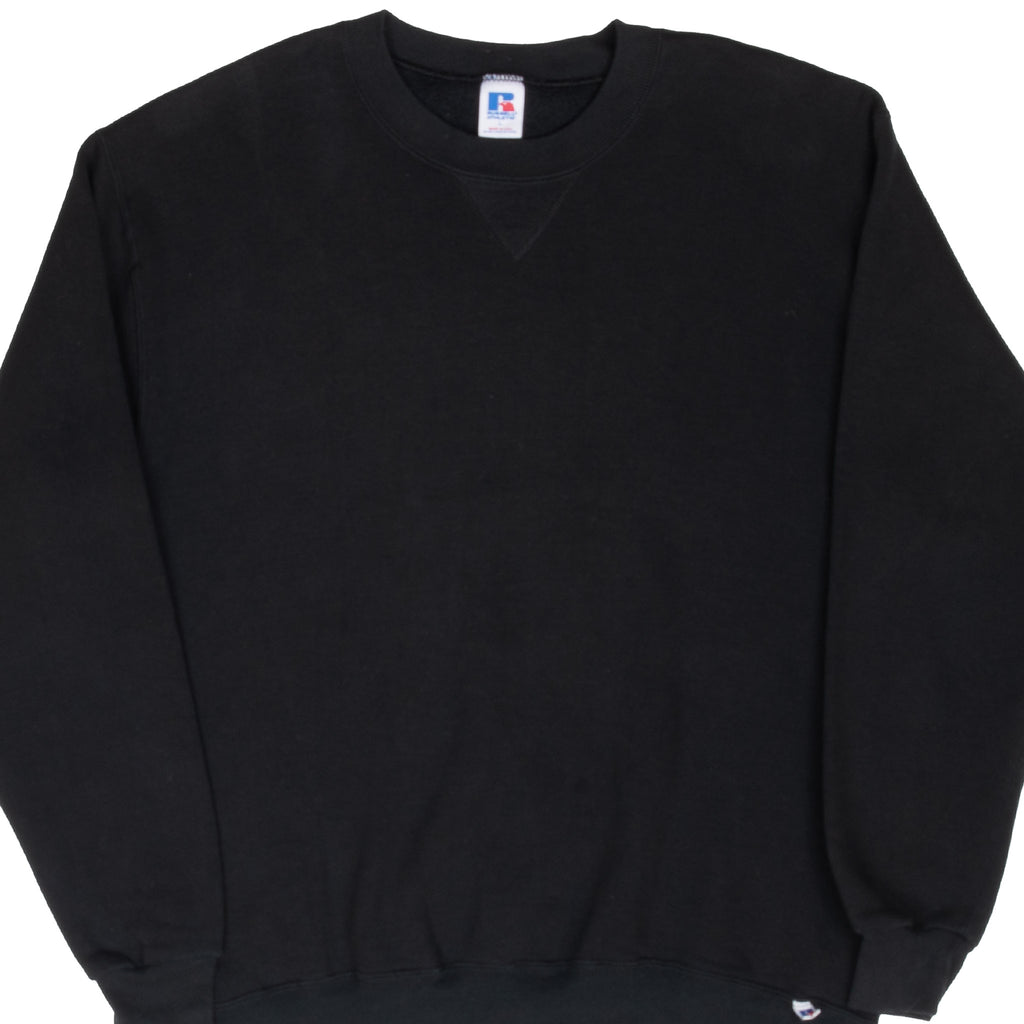 Vintage Russell Athletic Black Blank Sweatshirt 1990S Size Large Made In Usa