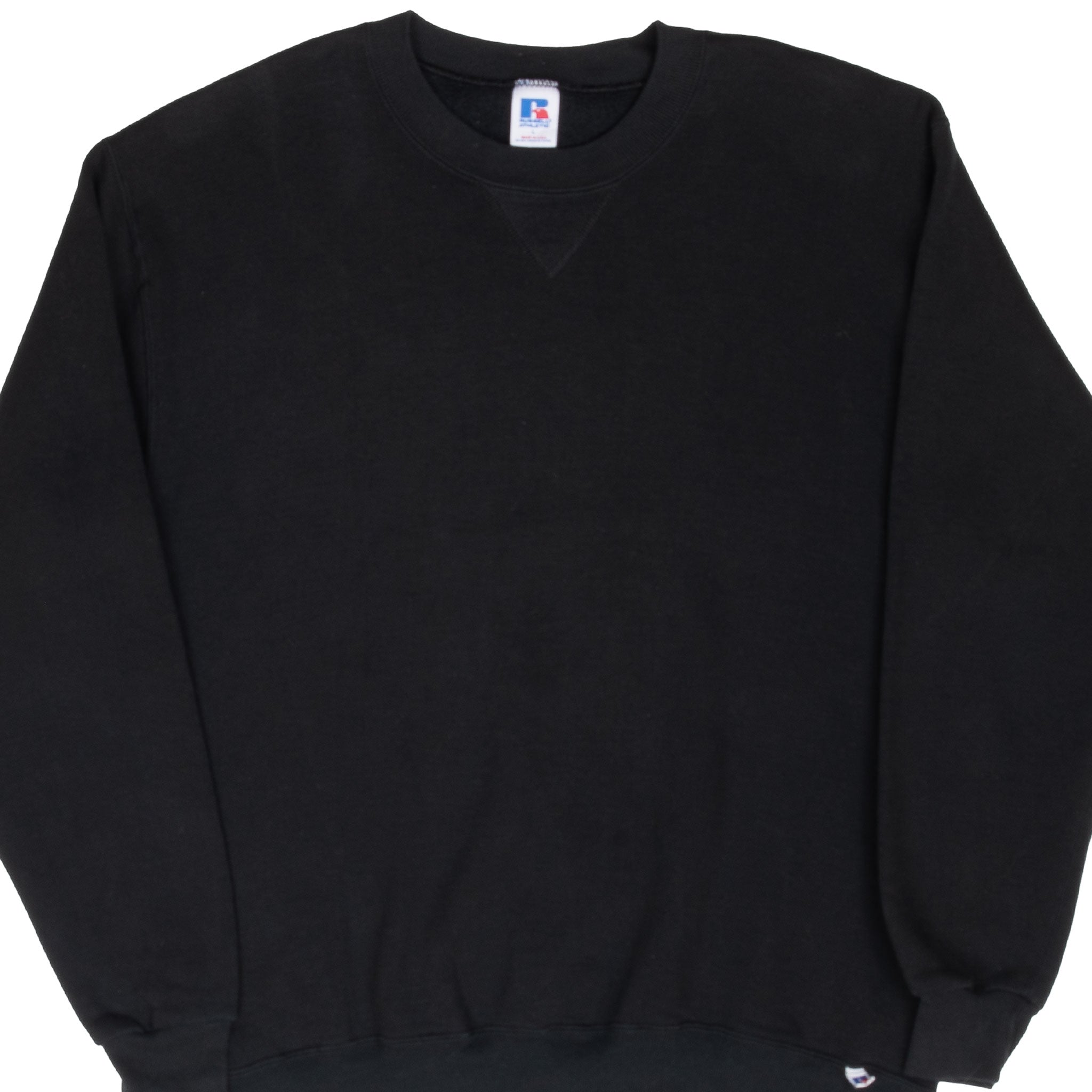 Vintage Russell Athletic Black Blank Sweatshirt 1990S Size Large Made In Usa