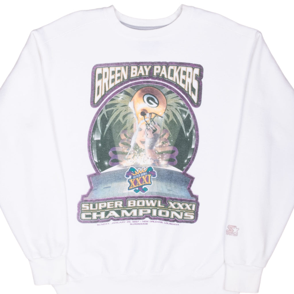 VINTAGE NFL GREEN BAY PACKERS SUPER BOWL XXXI SWEATSHIRT 1997 LARGE MADE IN USA