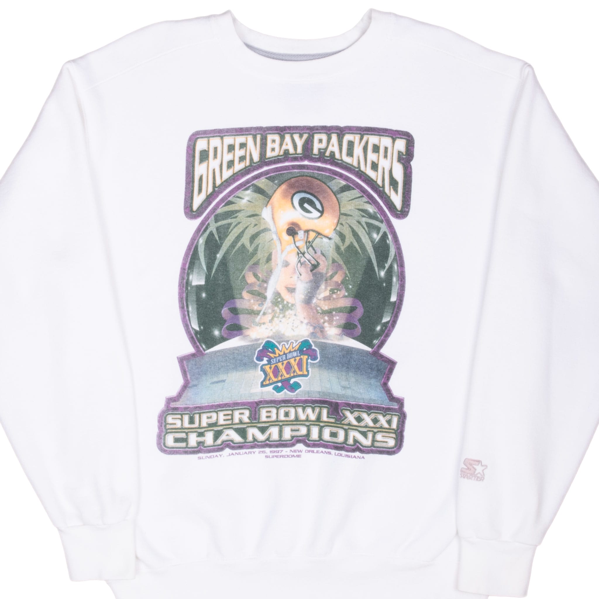 VINTAGE NFL GREEN BAY PACKERS SUPER BOWL XXXI SWEATSHIRT 1997 LARGE MADE IN USA