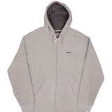 Vintage Nike Classic Swoosh Gray Full Zip Hoodie Sweatshirt 2000S Size Large