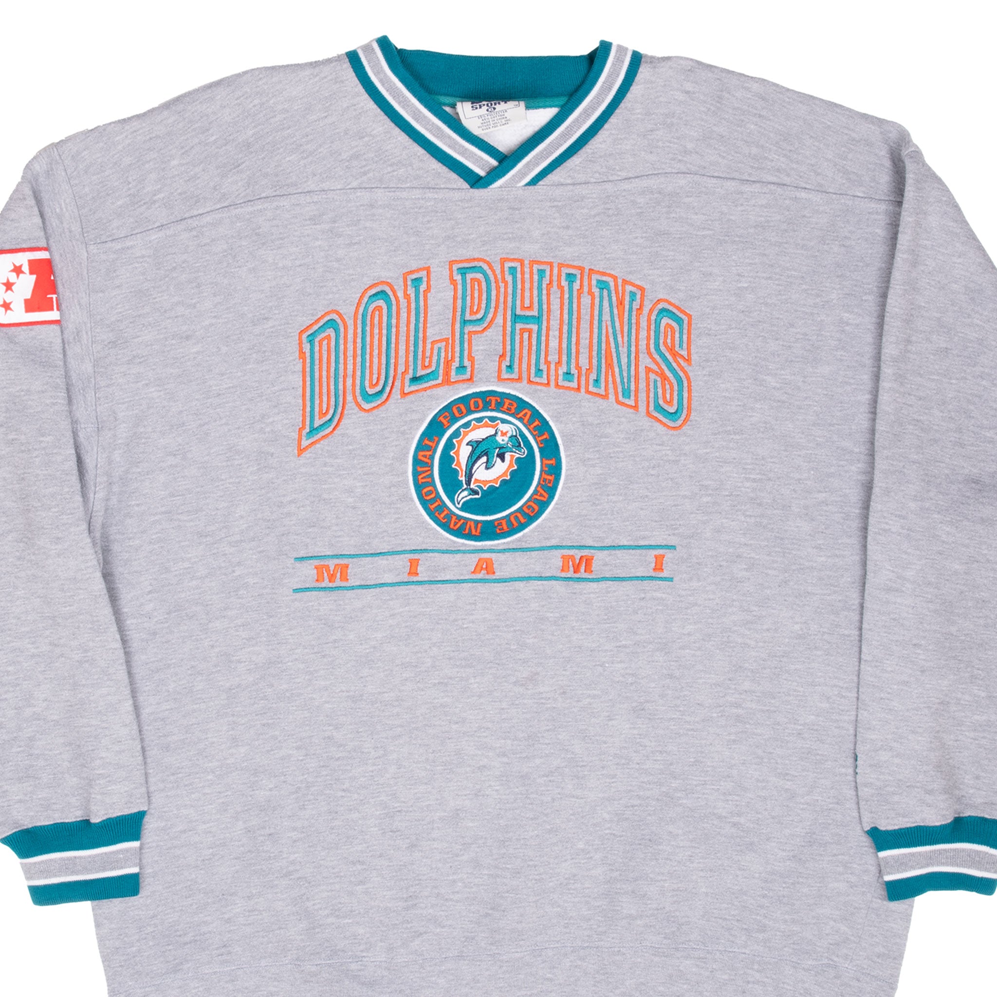 Vintage Nfl Miami Dolphins Embroidered 1990S Sweatshirt Size XL Made In Usa