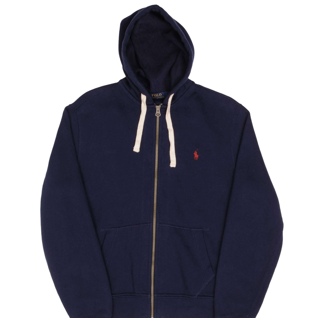 Vintage Ralph Lauren Full Zip Classic Navy Blue Hoodie Sweatshirt Size Medium
