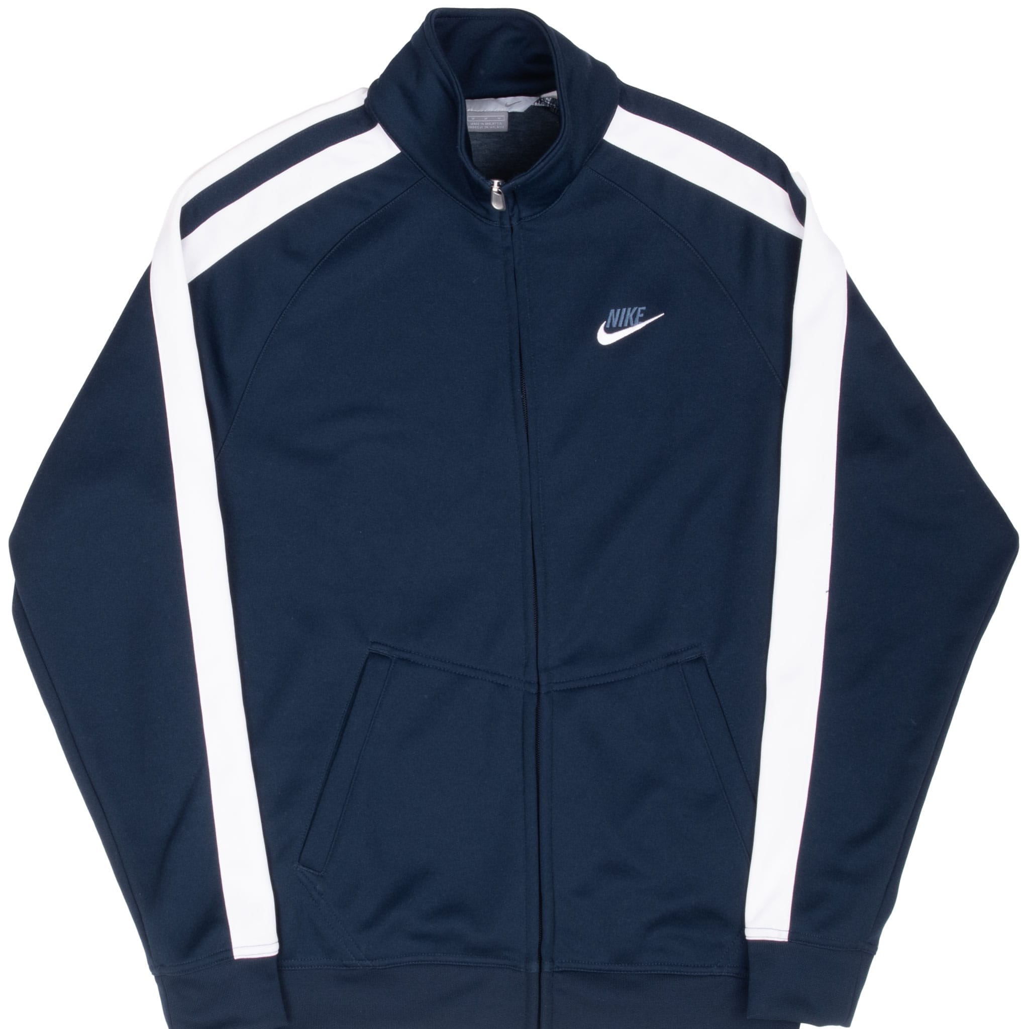 VINTAGE NIKE CLASSIC SWOOSH NAVY BLUE TRACKSUIT JACKET 2000S SIZE MEDIUM