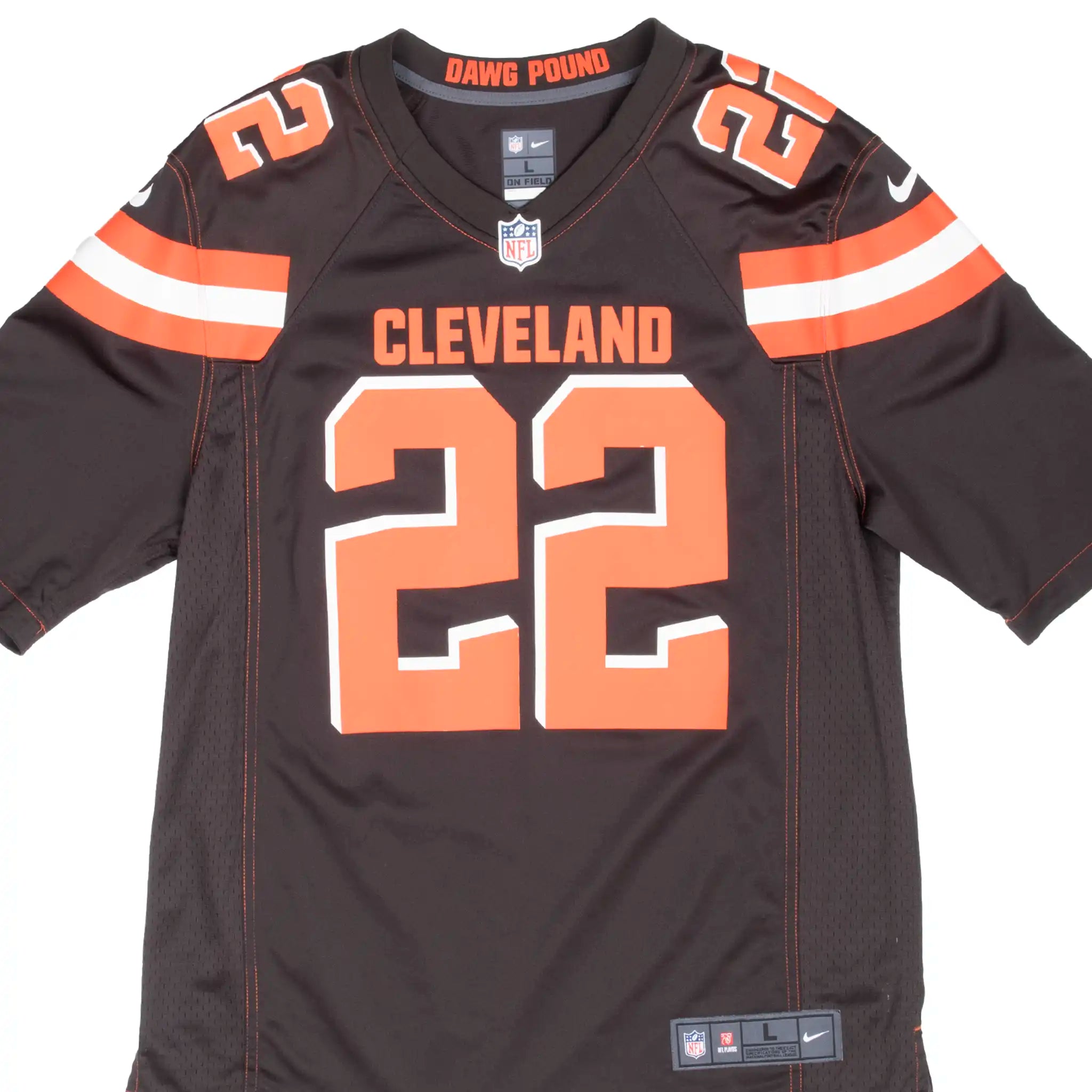 VINTAGE NFL CLEVELAND BROWNS PEPPERS #22 NIKE JERSEY 2010S SIZE LARGE