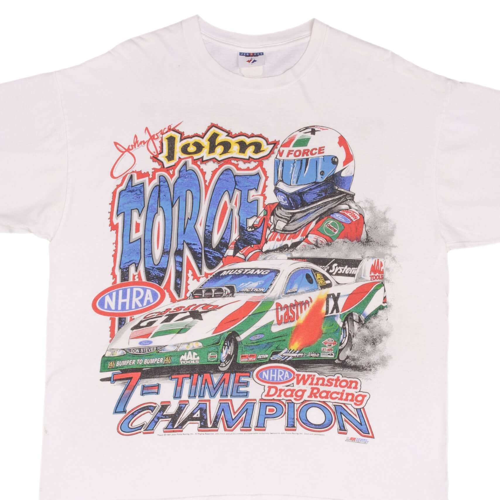 Vintage Racing NHRA John Force 7 Time Champion Winston Drag Racing 1997 Tee Shirt XL Made In Usa
