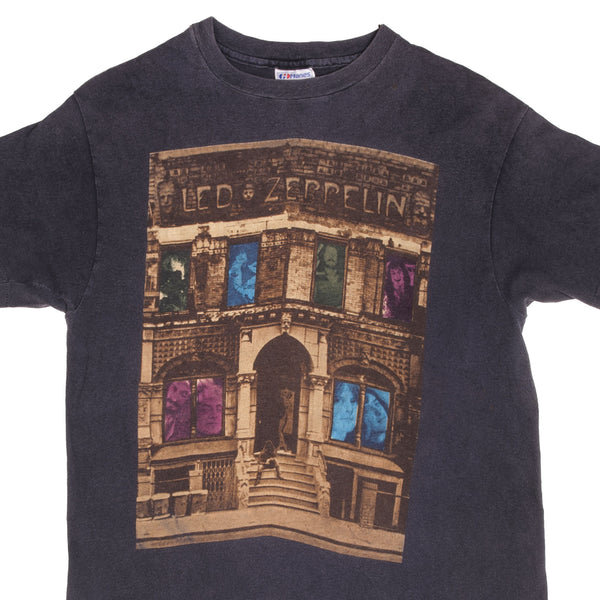 Vintage Led Zeppelin Physical Graffiti Tee Shirt 1990S Size Medium Made In USA With Single Stitch Sleeves.