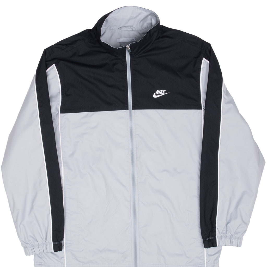 Vintage Nike Classic Swoosh Grey And Black Windbreaker Jacket 2000S Size Medium