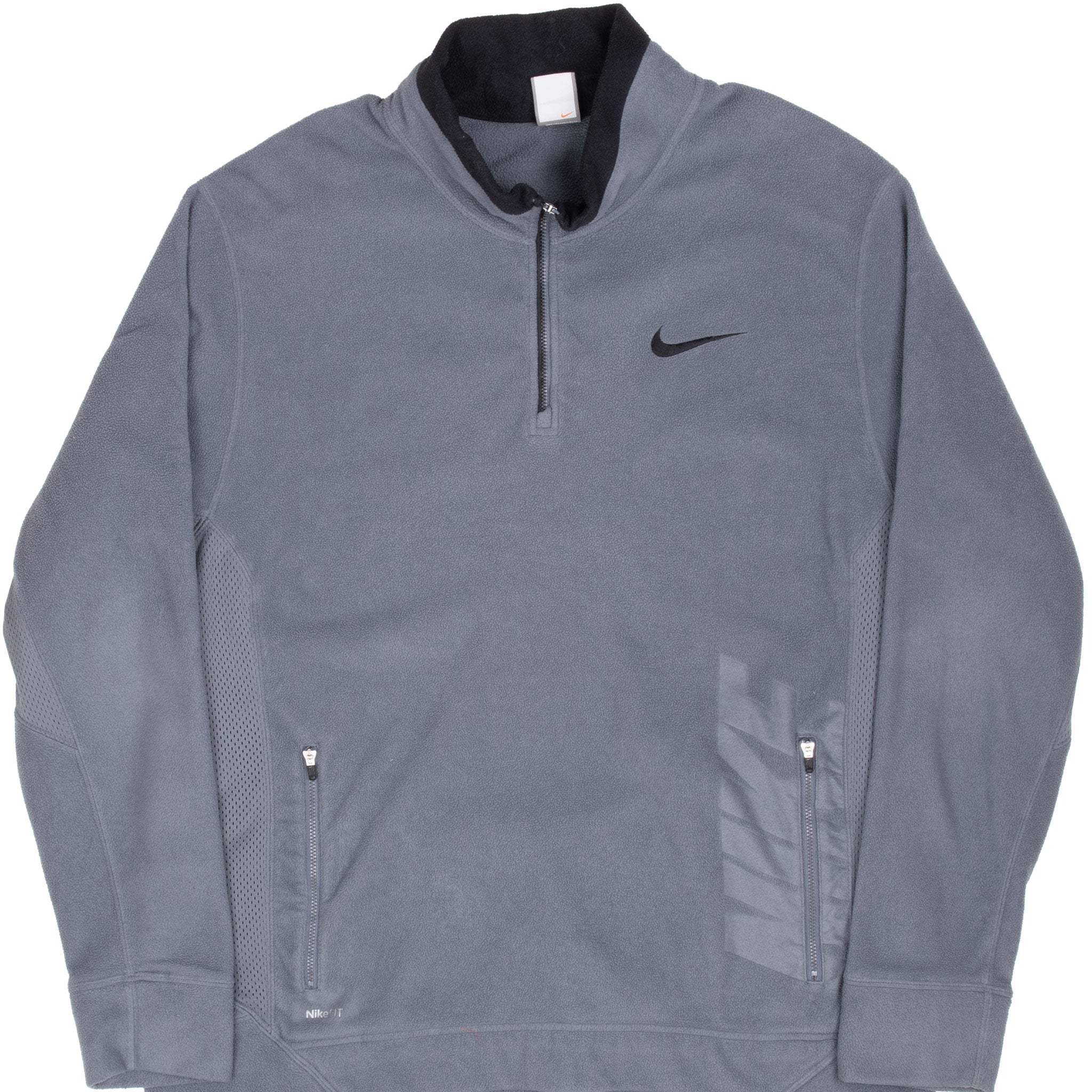 Vintage Nike Classic Swoosh Dark Grey Fleece Jacket 2000S Size XL