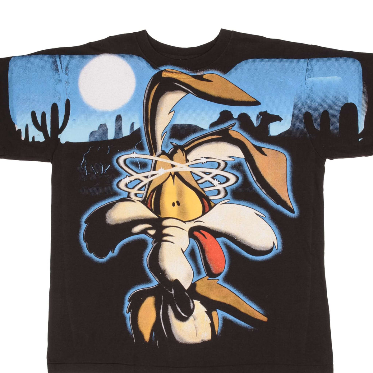 BOOTLEG ALL OVER PRINT LOONEY TUNES WILE E COYOTE TEE SHIRT SZE XL SIN
