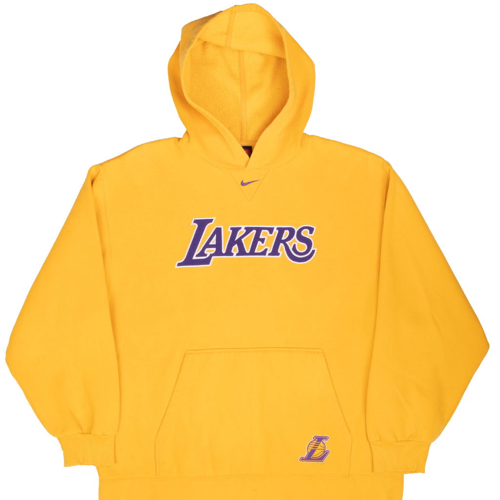 Vintage Nike Nba Los Angeles Lakers Center Swoosh Hoodie Sweatshirt Size Large 1990S