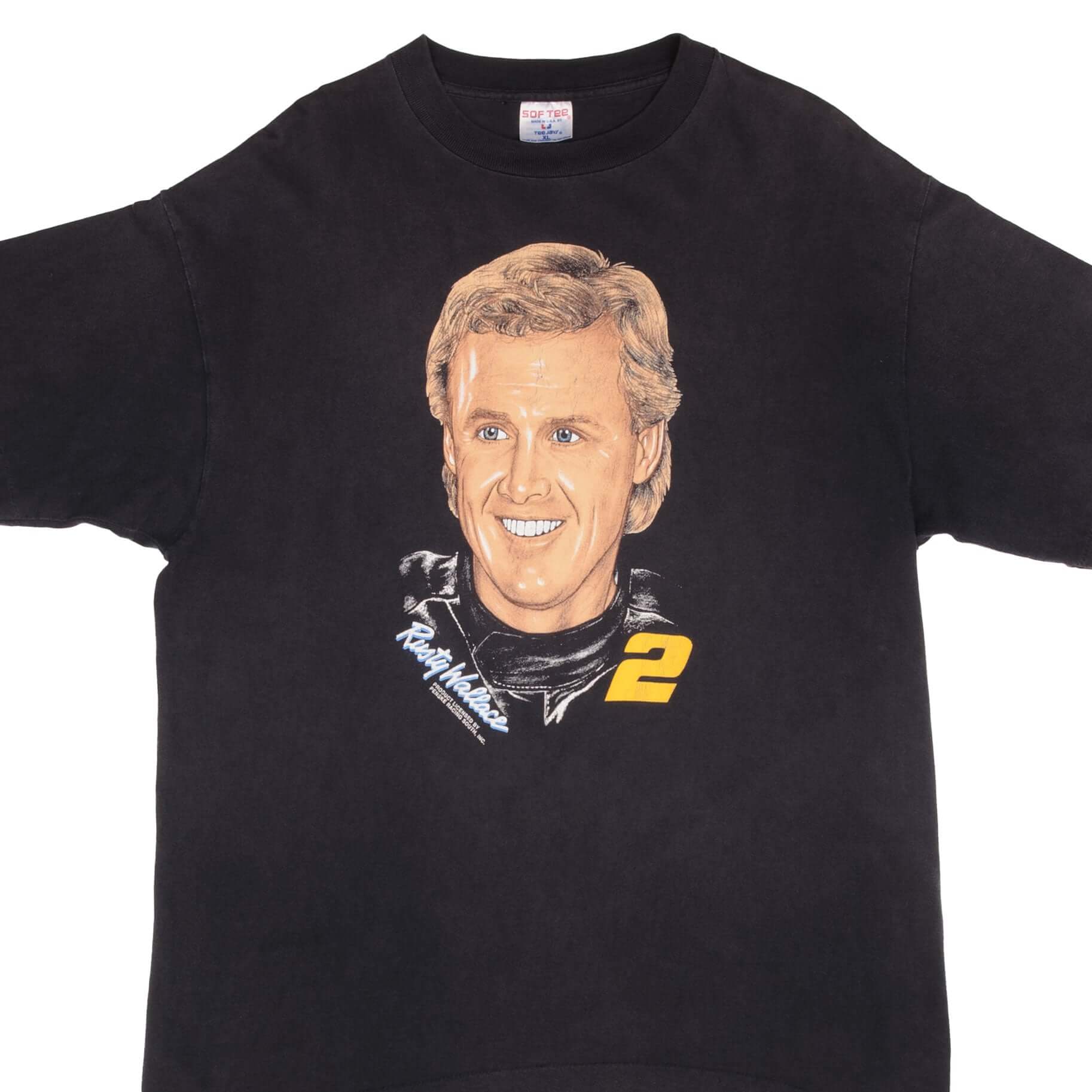 Vintage Nascar Rusty Wallace #2 1990S Tee Shirt Size XL Made In Usa With Single Stitch Sleeves