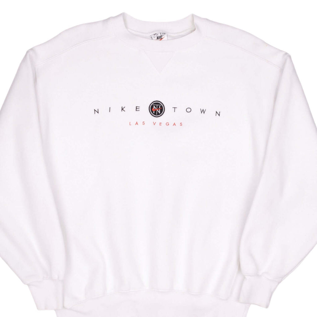 VINTAGE NIKE TOWN LAS VEGAS CENTER SWOOSH WHITE SWEATSHIRT 1990S SIZE Vintage rare usa