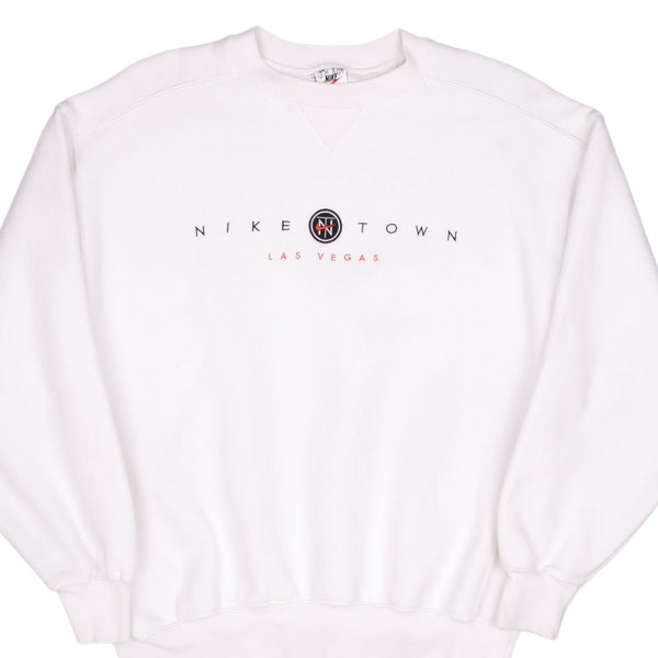 Vintage Nike Town Las Vegas Center Swoosh White Sweatshirt 1990S Size Small