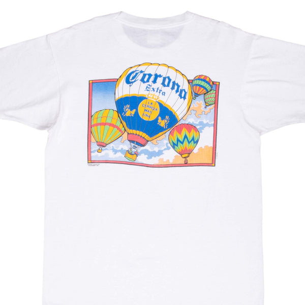 Vintage Corona Extra Hot Air Ballon Tee Shirt 1990S Size Large Made In Usa With Single Stitch Sleeves