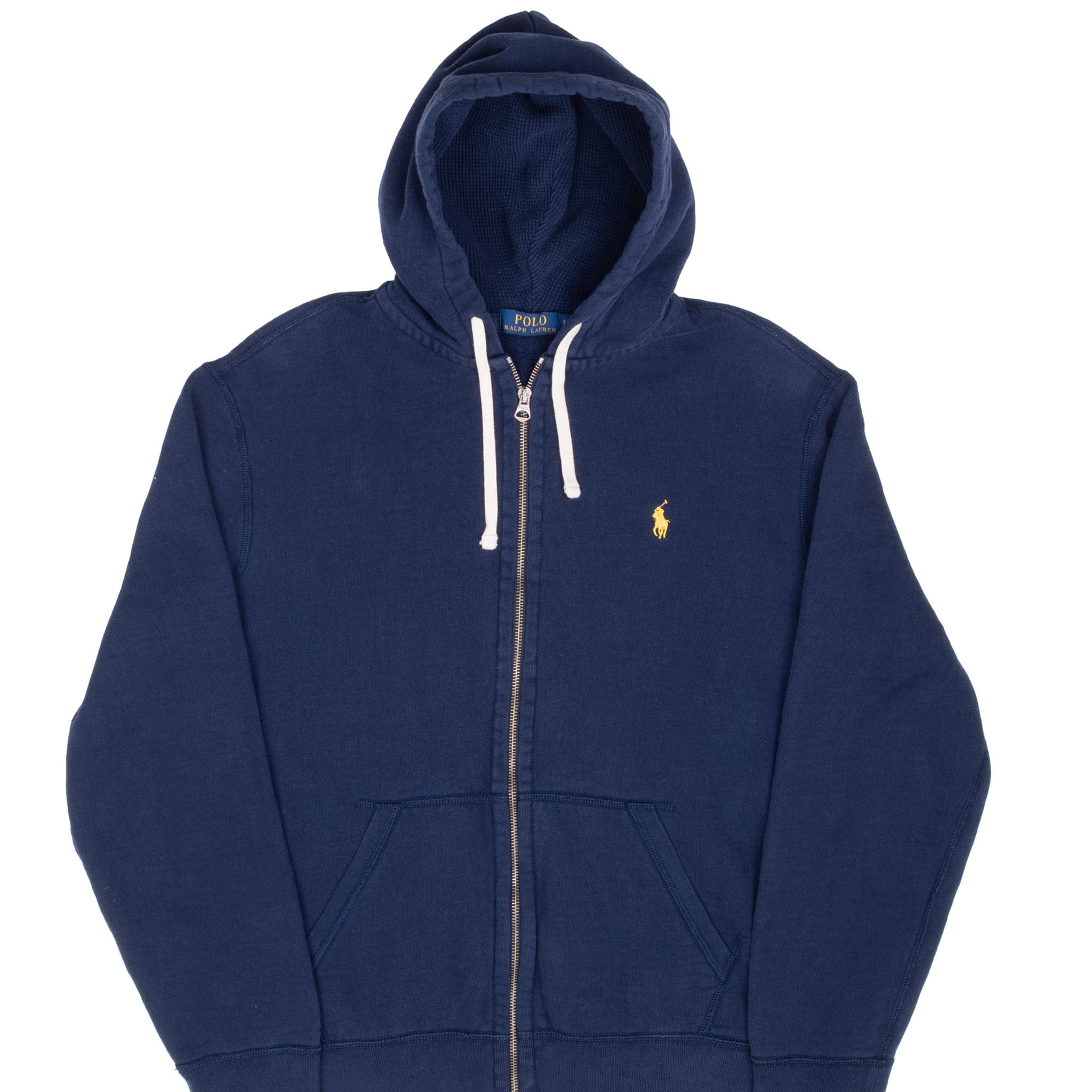VINTAGE RALPH LAUREN ZIP UP NAVY BLUE HOODIE SWEATSHIRT LARGE