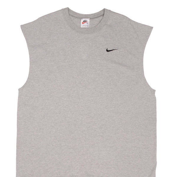 Vintage Nike Center Swoosh Gray Tank Top Tee Shirt 1990S Size XL Made In USA
