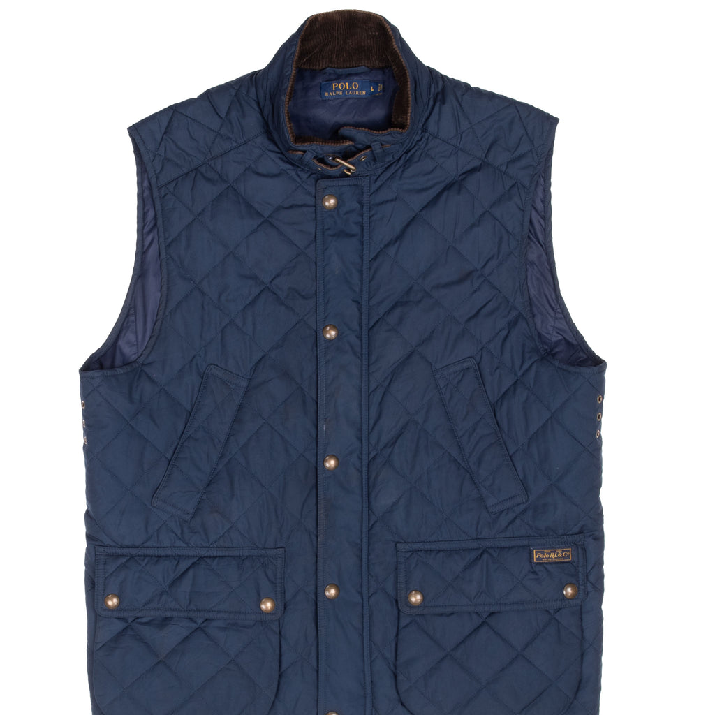 Vintage Polo Ralph Lauren Blue Quilted Vest Jacket Size Large