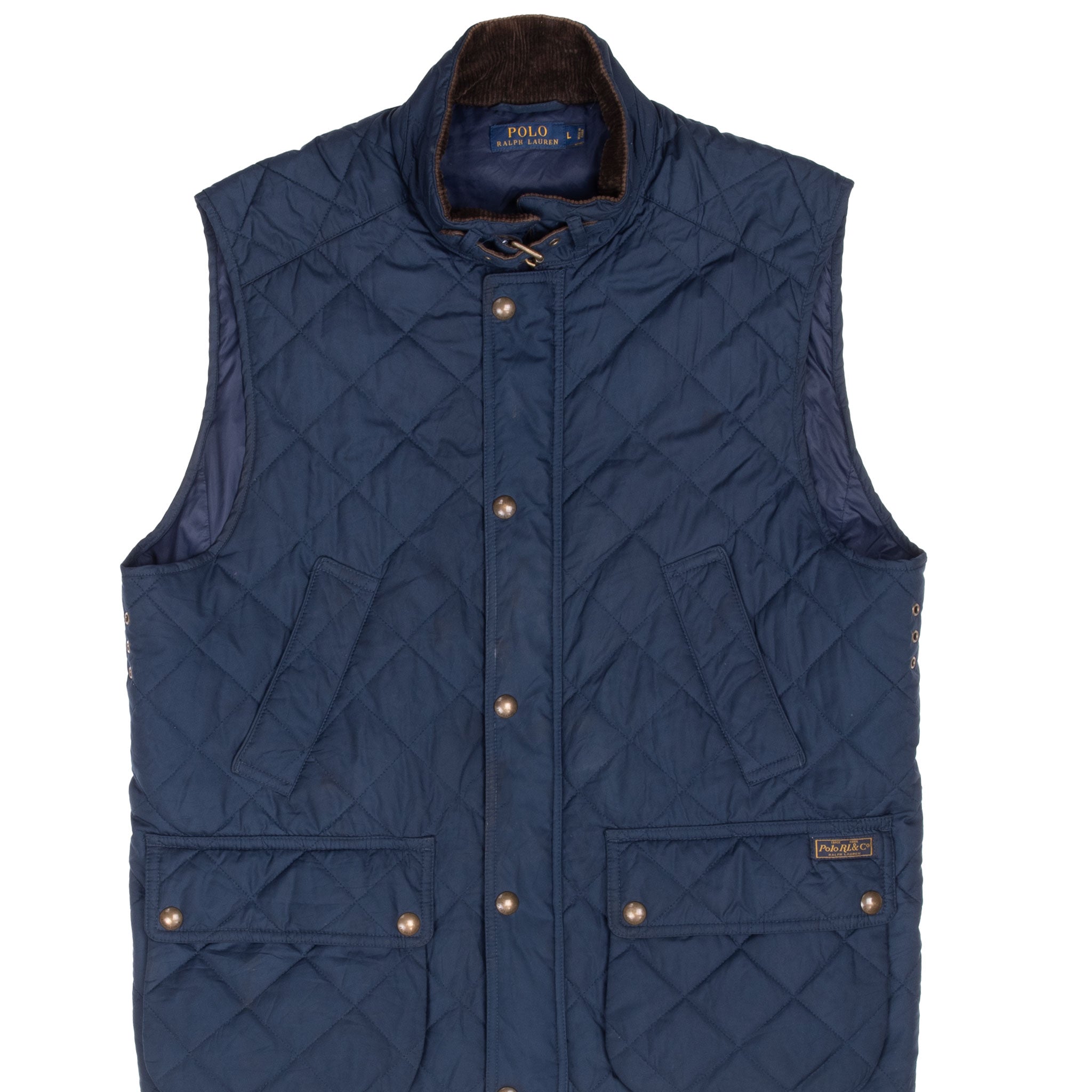 Vintage Polo Ralph Lauren Blue Quilted Vest Jacket Size Large