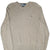 Cropped front view of sage green Polo Ralph Lauren knit crewneck sweater with embroidered pony