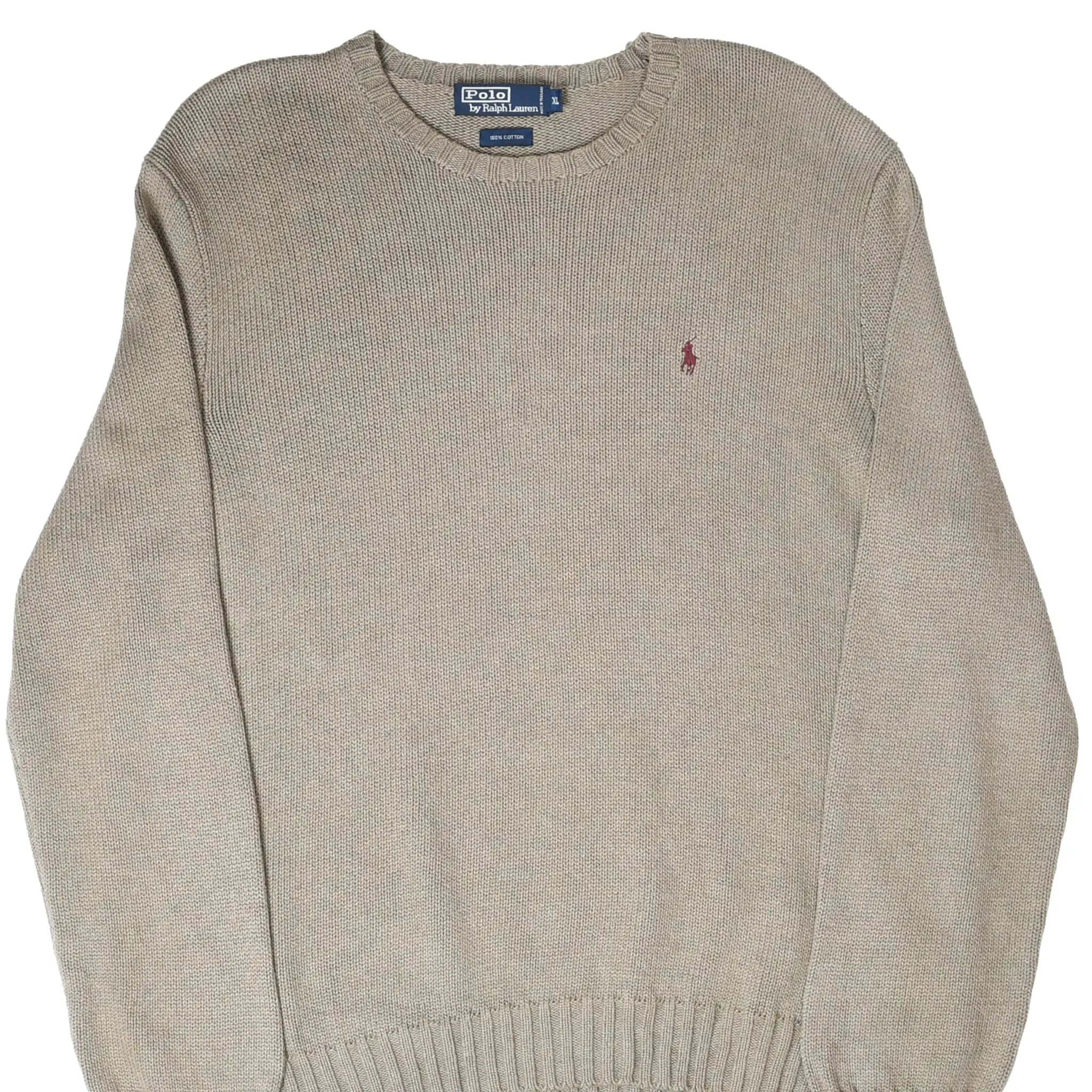 Cropped front view of sage green Polo Ralph Lauren knit crewneck sweater with embroidered pony