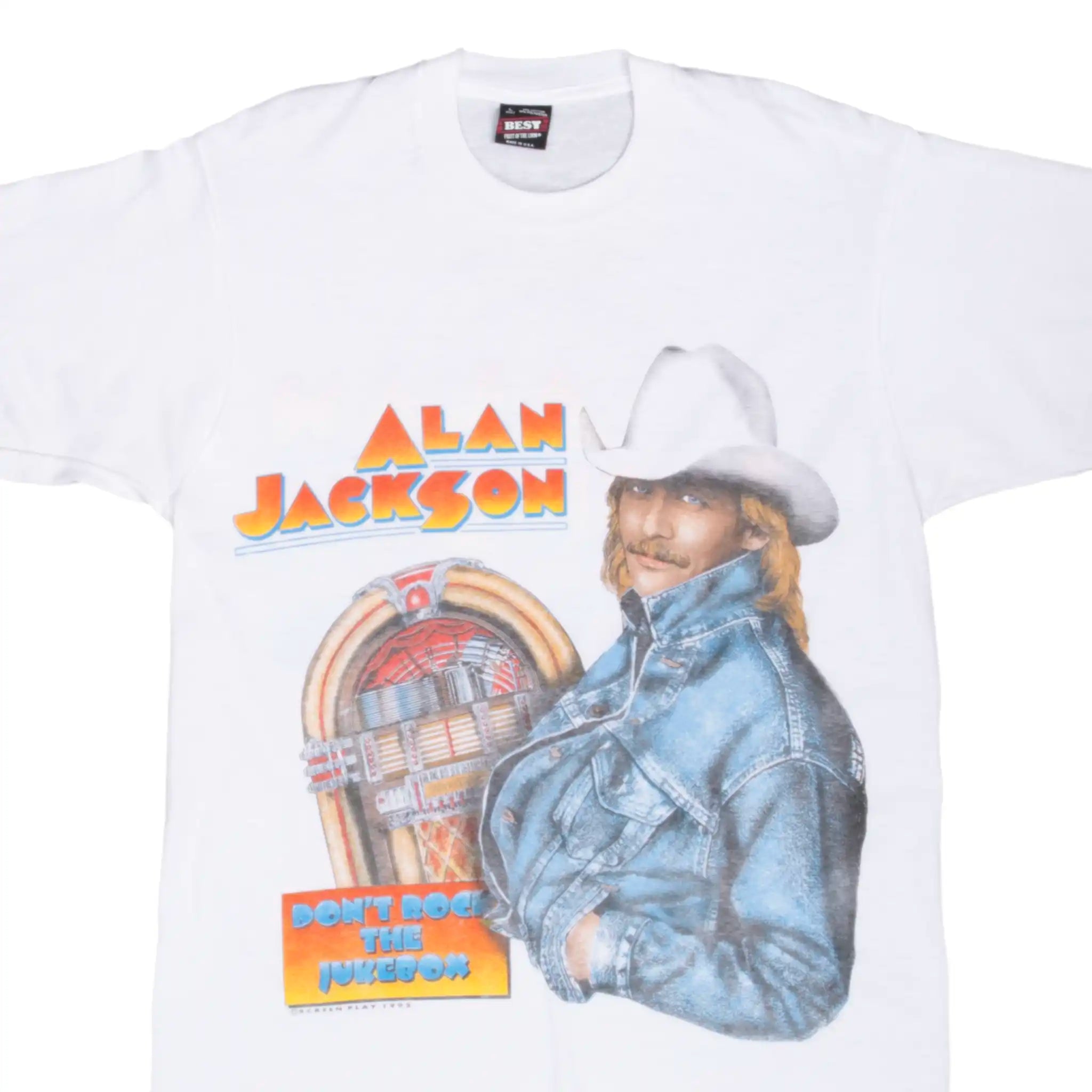 VINTAGE ALAN JACKSON DON'T ROCK THE JUKEBOX TEE SHIRT 1993 MEDIUM MADE IN USA