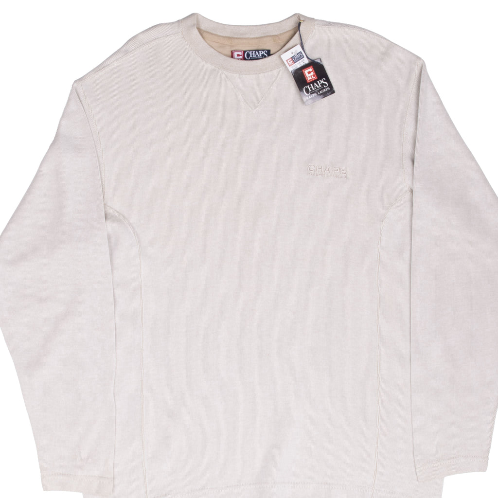 Vintage Chaps Ralph Lauren Ivory Winter Lights Long Sleeve Tee Shirt 1990S Size Medium Deadstock