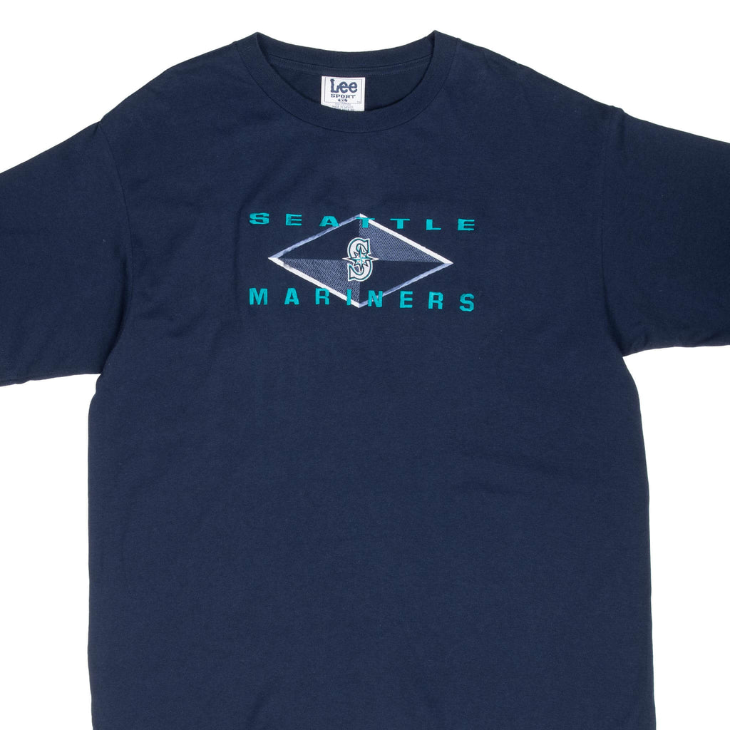 Vintage Mlb Seattle Mariners Embroidered Blue Tee Shirt 1990S Size XL