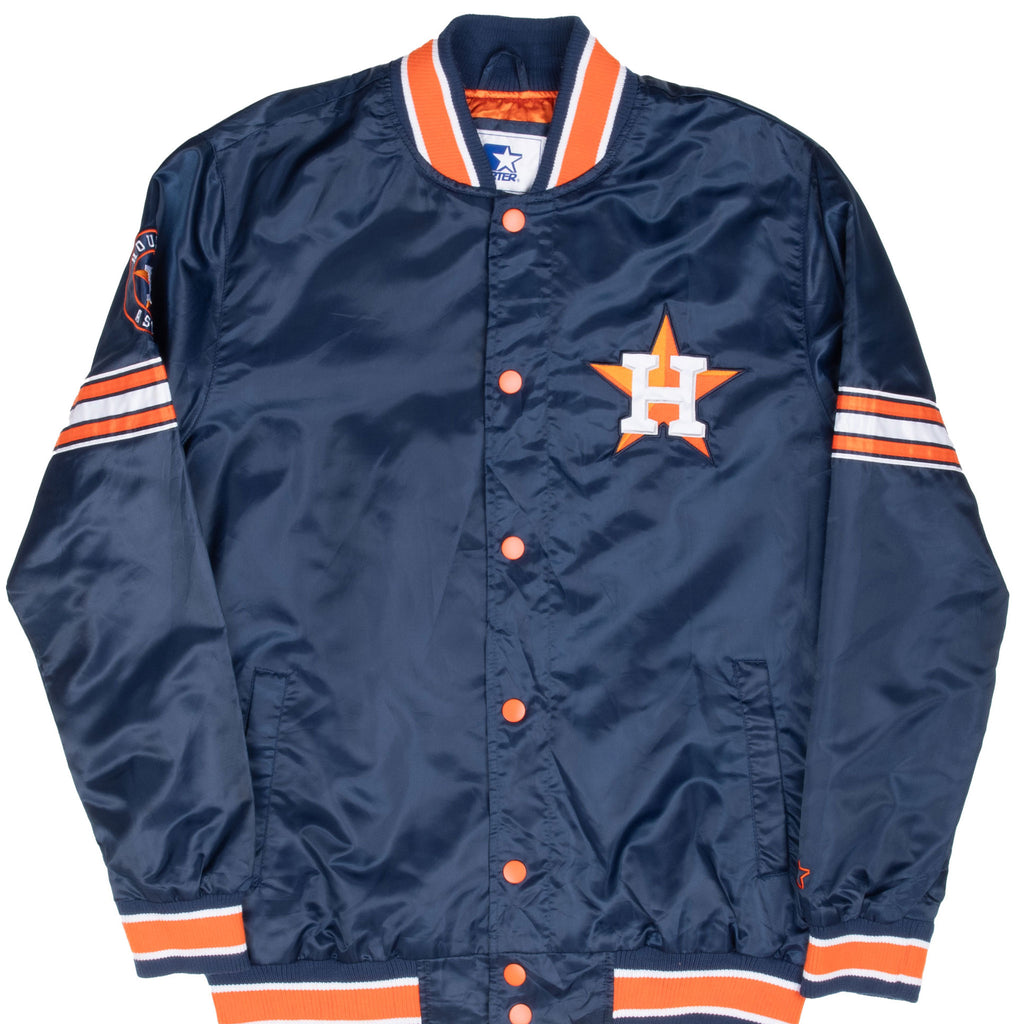Vintage Mlb Houston Astros Starter Satin Bomber Jacket 1990S Size Large