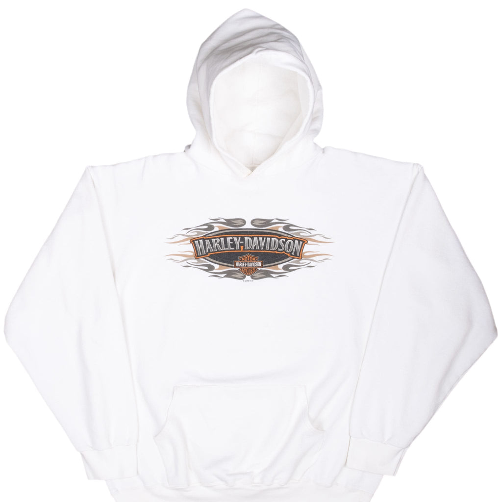Vintage Harley Davidson San Marcos California White Hoodie Sweatshirt 2005 Size XL Made In USA