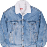 Vintage Levis Sherpa Trucker Blue Denim Jacket 1980S Size XL Made In Usa