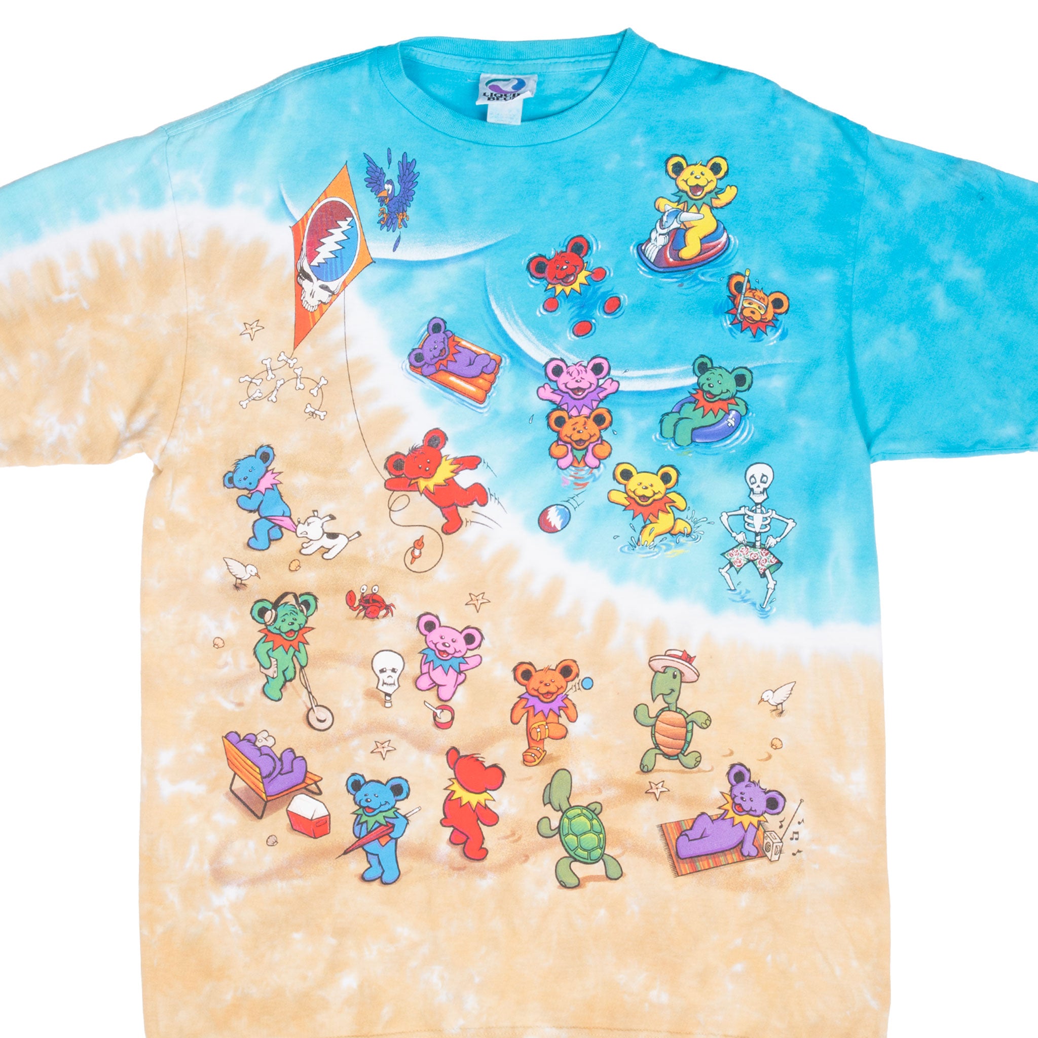 Vintage Grateful Dead Beach Tie Dye Liquid Blue Tee Shirt 1999 Size Medium