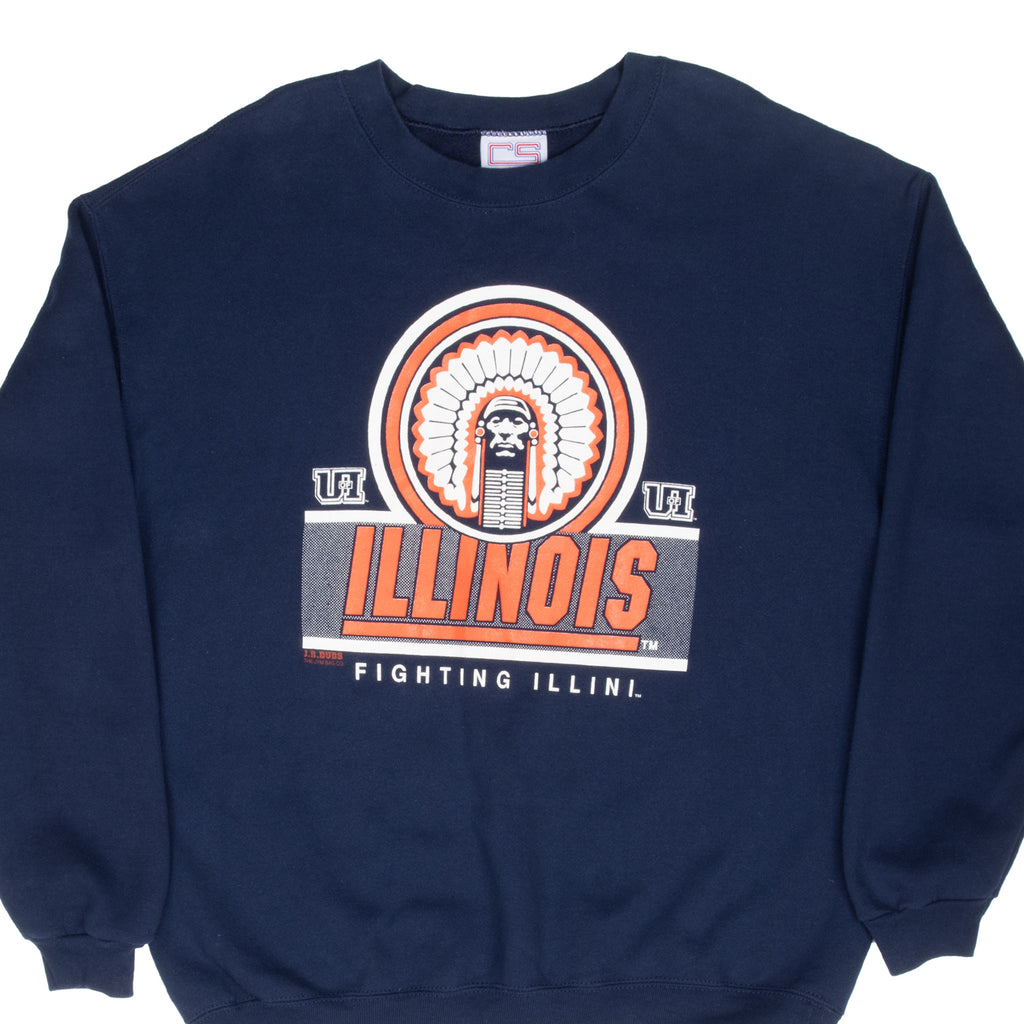 Vintage Ncaa Illinois Fighting Illini Crewneck Sweatshirt 1990S Size Large Made In Usa