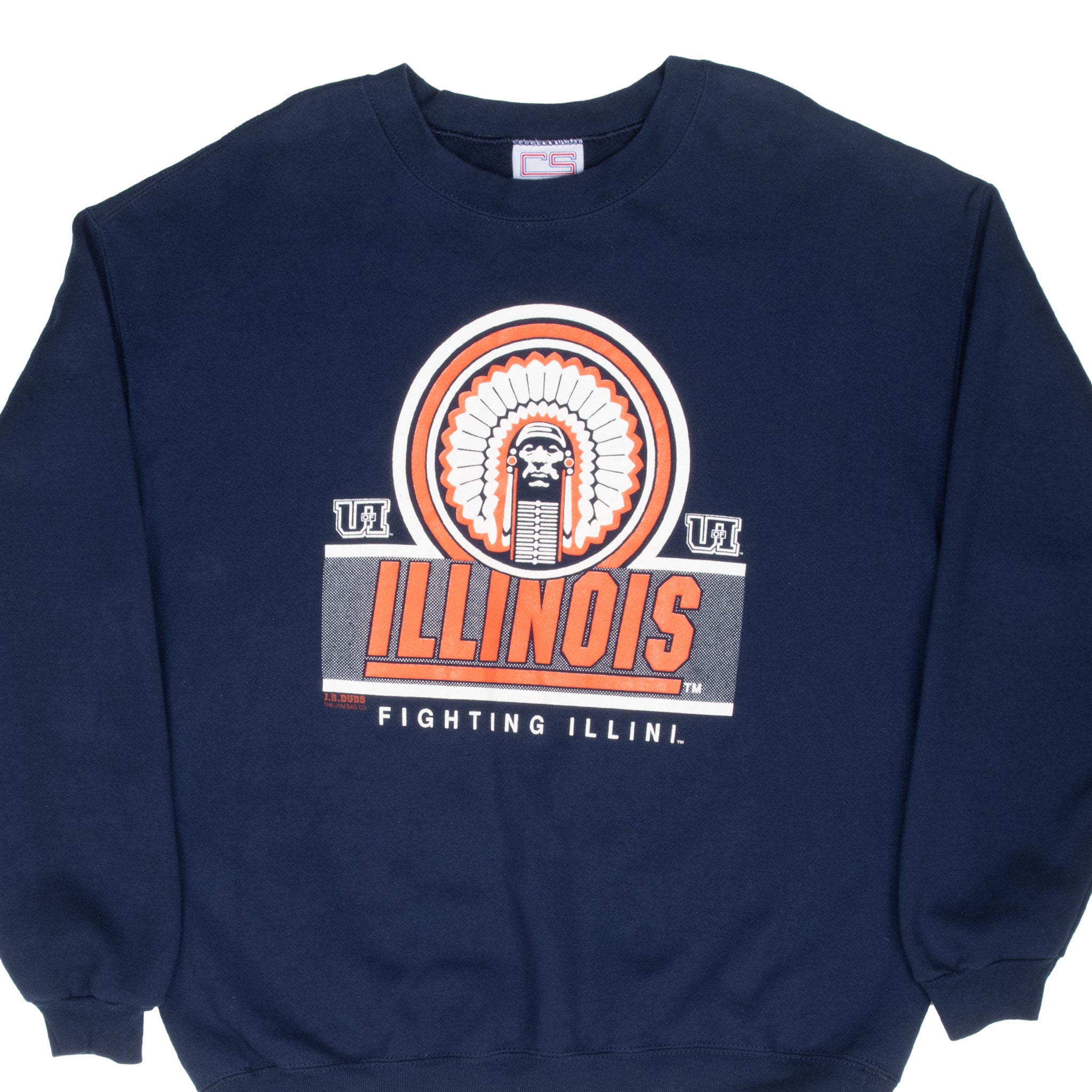 Vintage Ncaa Illinois Fighting Illini Crewneck Sweatshirt 1990S Size Large Made In Usa