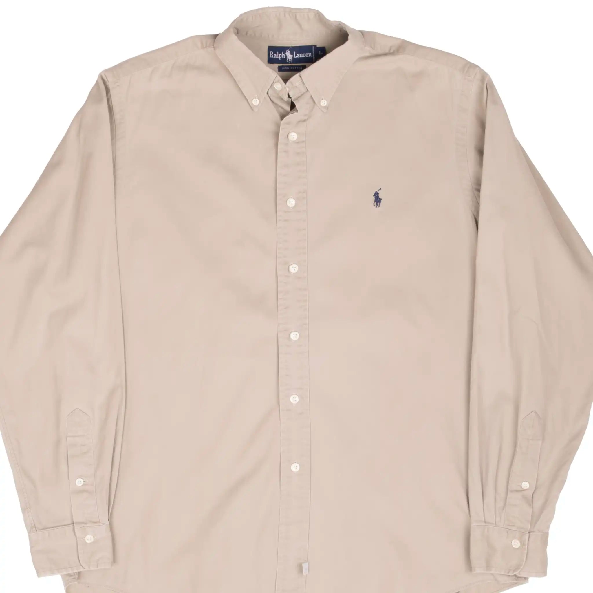 Vintage Ralph Lauren Beige Shirt 1990S Size Large