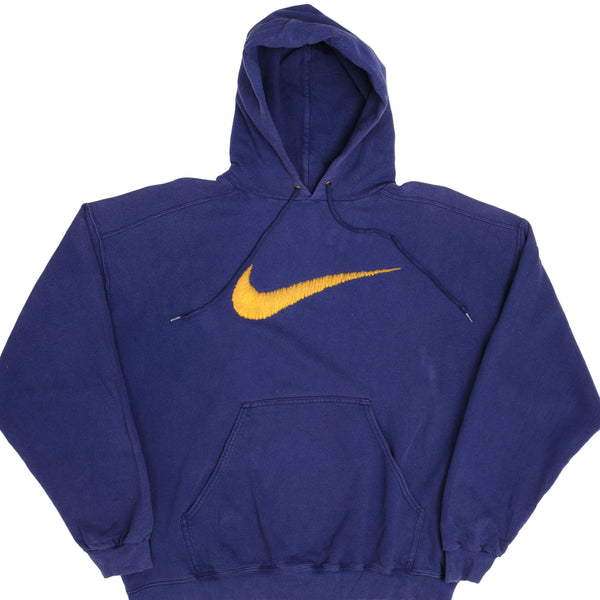 Vintage Nike Big Swoosh Hoodie Sweatshirt 1990S Size Large Made In USA