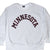 Front of gray crewneck sweatshirt with maroon Minnesota embroidery