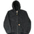 Front of black Carhartt J130 hooded active jacket with zip closure and split pouch pockets