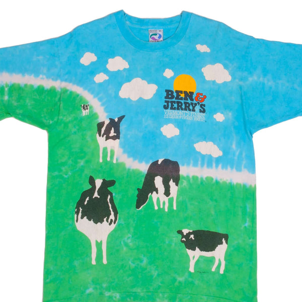 vintage tie dye ben & jerry's 1990s liquid blue tee shirt size xl made