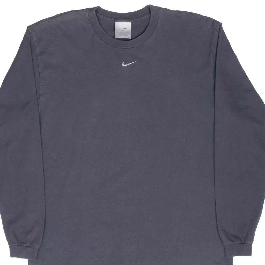 Vintage Nike Center Swoosh Grey Long Sleeve Tee Shirt 2000S Size Medium