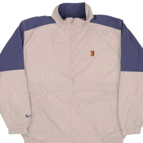 Vintage Nike Tennis Windbreaker Beige Jacket 1990S Size XL Youth Equivalent Medium