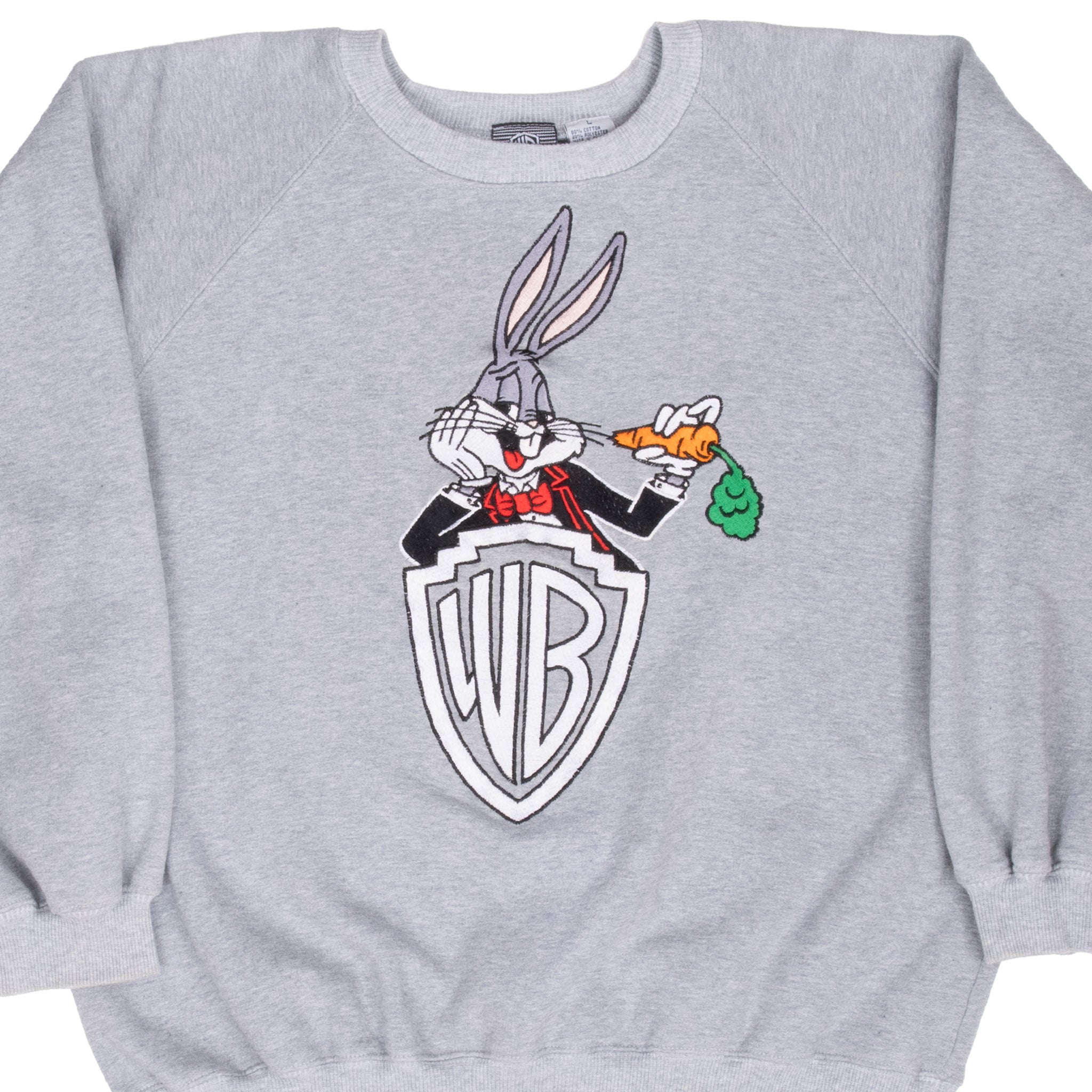 Vintage Warner Bros Looney Tunes Bugs Bunny Embroidered 1991 Sweatshirt Size Large